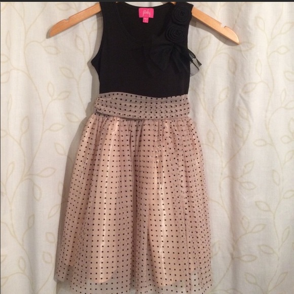 Pinky Other - PINKY peach and black polka dot dress